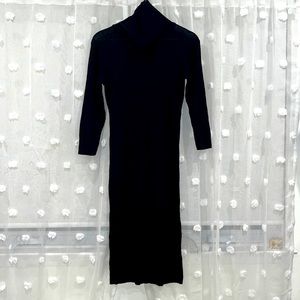 Turtle neck long sleeve dress in Black